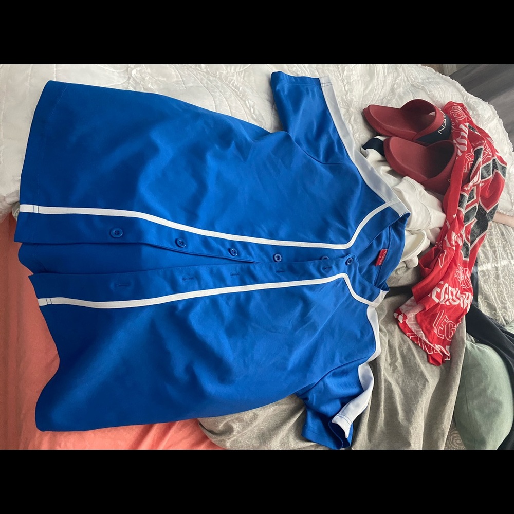 MEN'S BLUE BUTTON DOWN OLD SCHOOL JERSEY